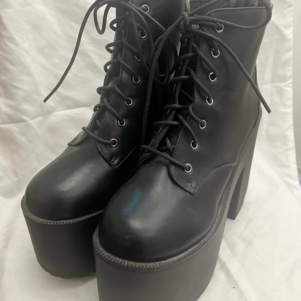 N.Y.L.A. Black Platform Ankle Boots with Chunky Sole